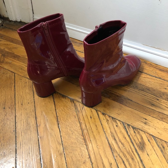 SOLD Zara Burgundy Red Patent Boots - Picture 3 of 7